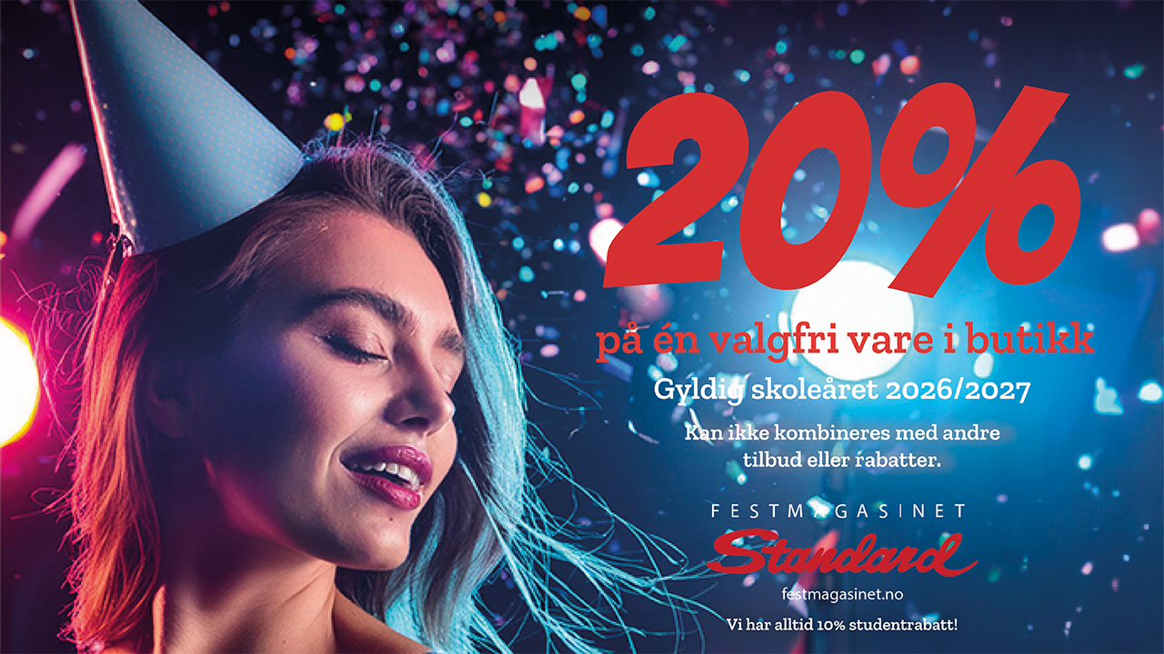 Få 20 % rabatt hos Standard Festmagasinet i Oslo med Studentkalender appen