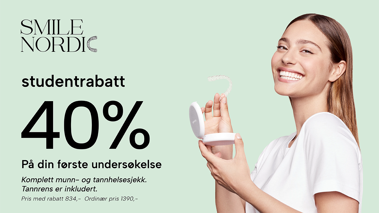 Studentrabatt på tannbehandling hos Smile Nordic tannlege i Oslo.